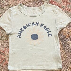 American Eagle Outfitters Cream Short Sleeve Tee